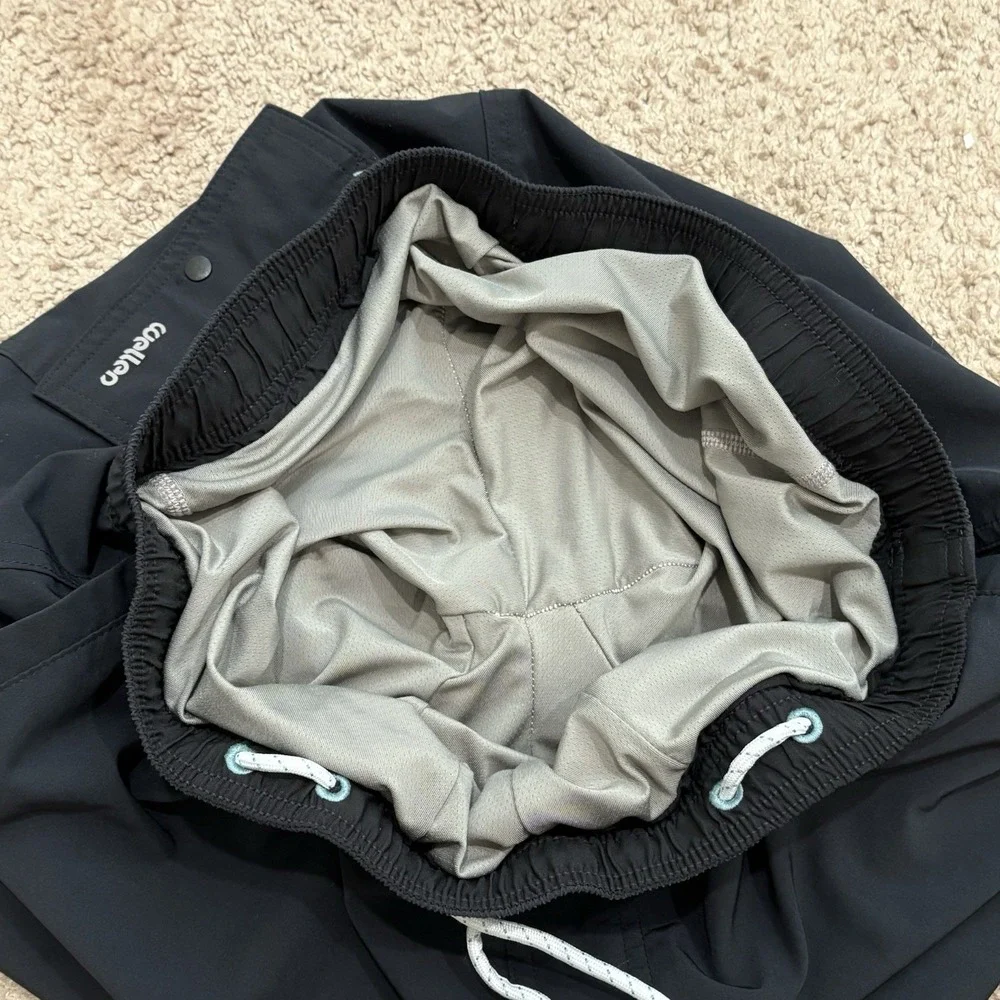 Wellen Huckberry Performance Lined Shorts Men's Medium Black Swim Hybrid Active